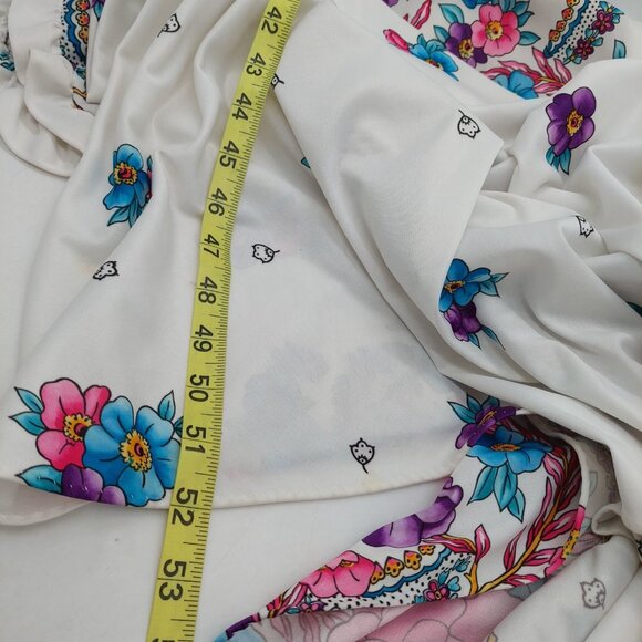 Village Fair White Floral Robe Large  / XL 16 - 22 Kaftan House Dress Length 52" - Picture 8 of 11